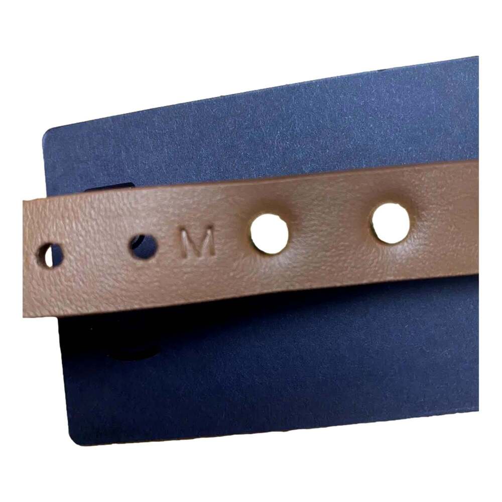 Prada Studded Brown Leather Bracelet Gold Tone